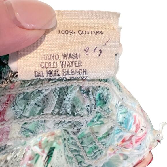 Vtg 80s Neiman Marcus Strapless Smocked Pin Up Tiki Dress Tropical Floral Size M - Picture 10 of 11